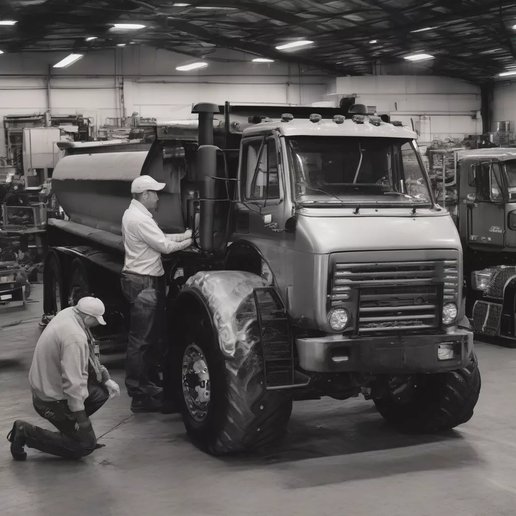 Inspection du moteur d'un camion d'occasion
