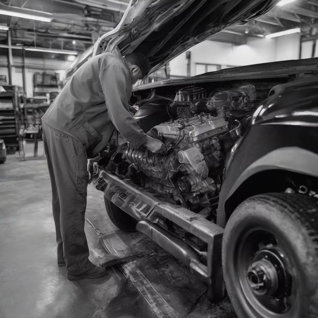 Inspecting the engine of a used truck