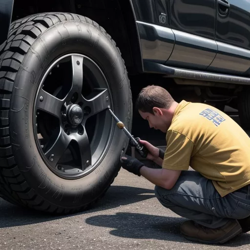 トラックのタイヤ溝の点検