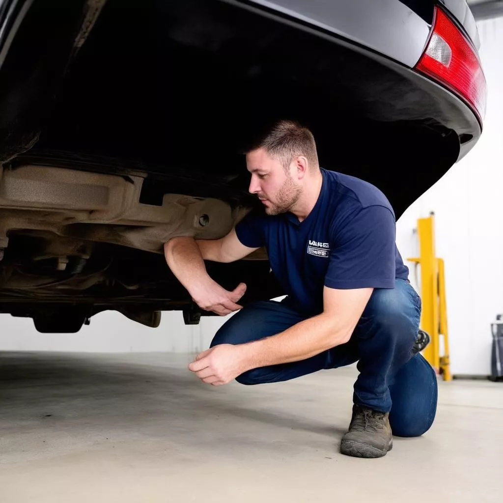 Inspecting truck undercarriage after undercoating