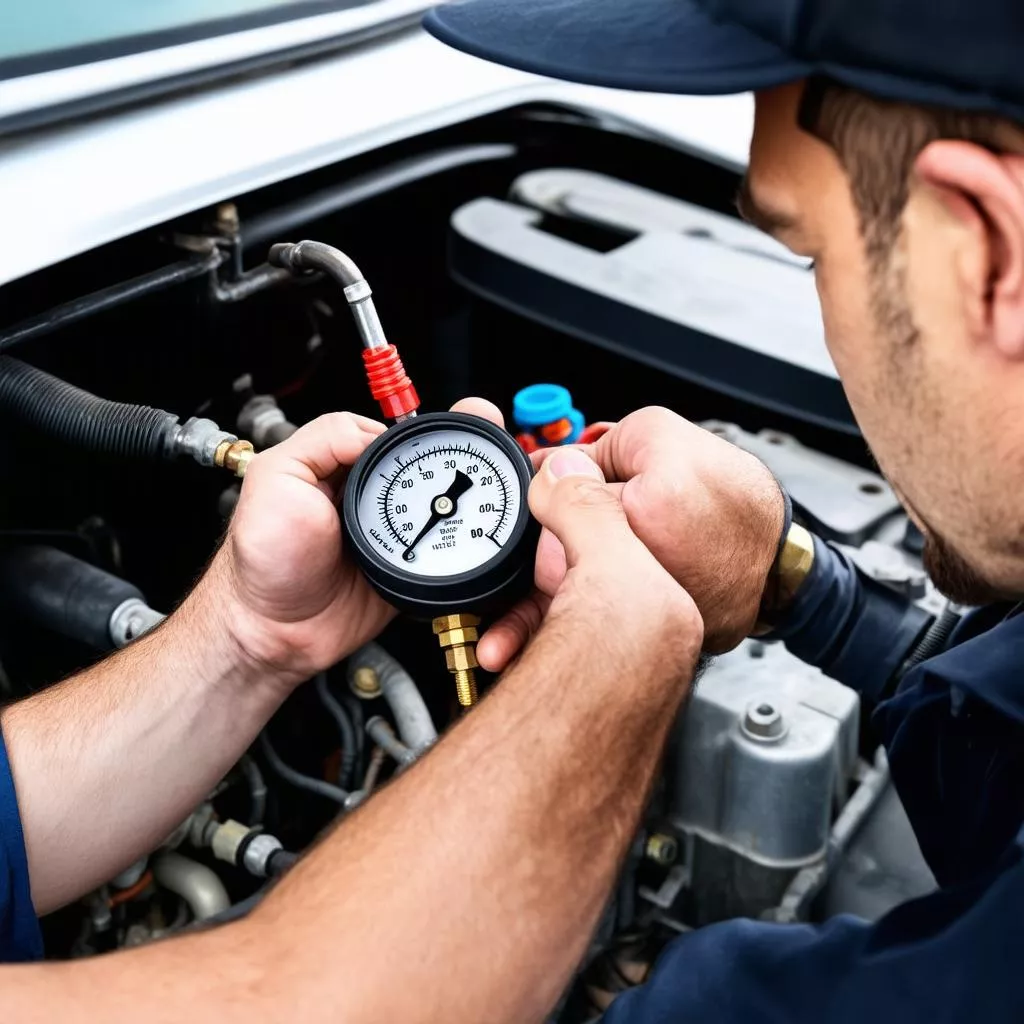 Checking car AC gas pressure