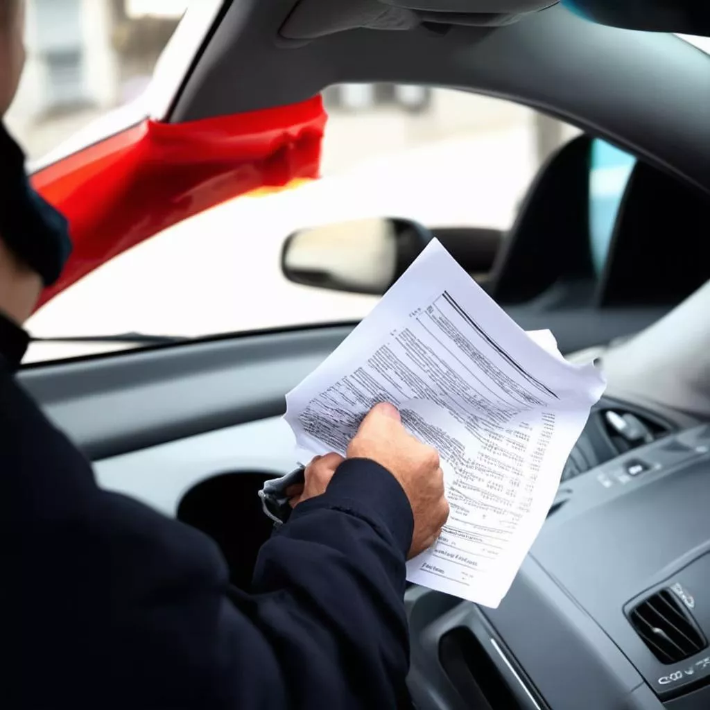 Inspecting car documents