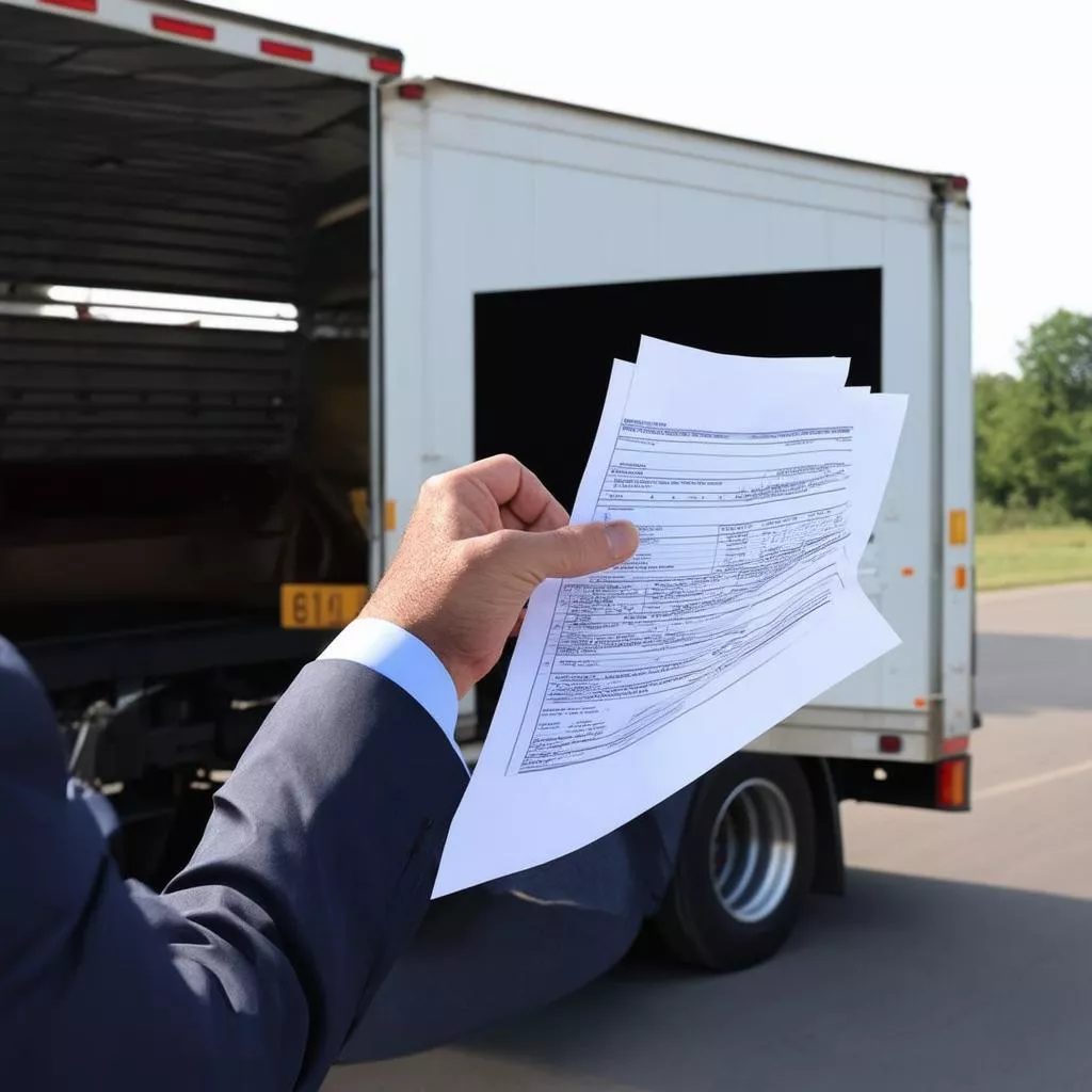 ट्रक के कागजातों की जाँच