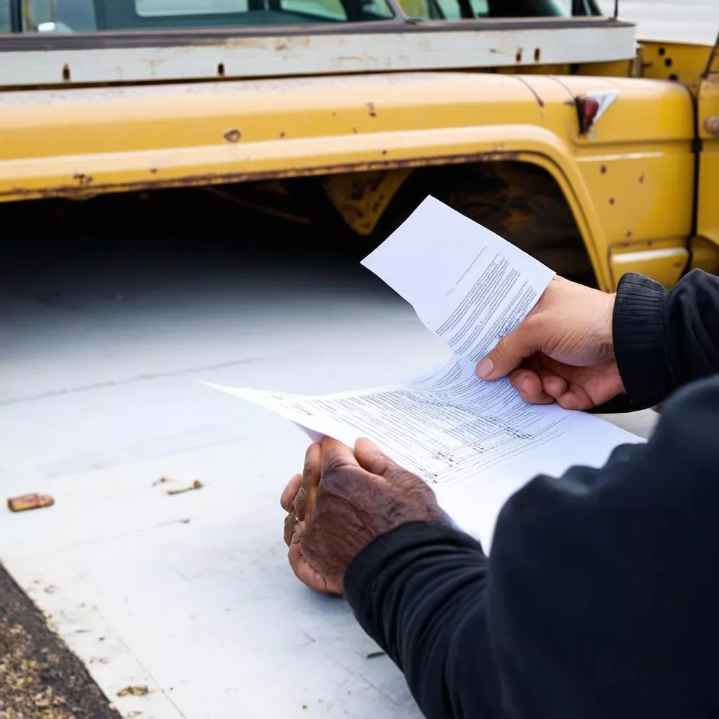 Kiểm tra giấy tờ xe tải cũ