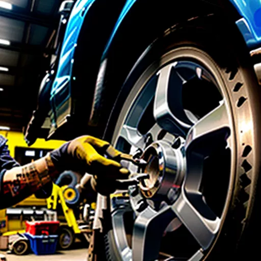 Truck brake caliper inspection at a repair shop