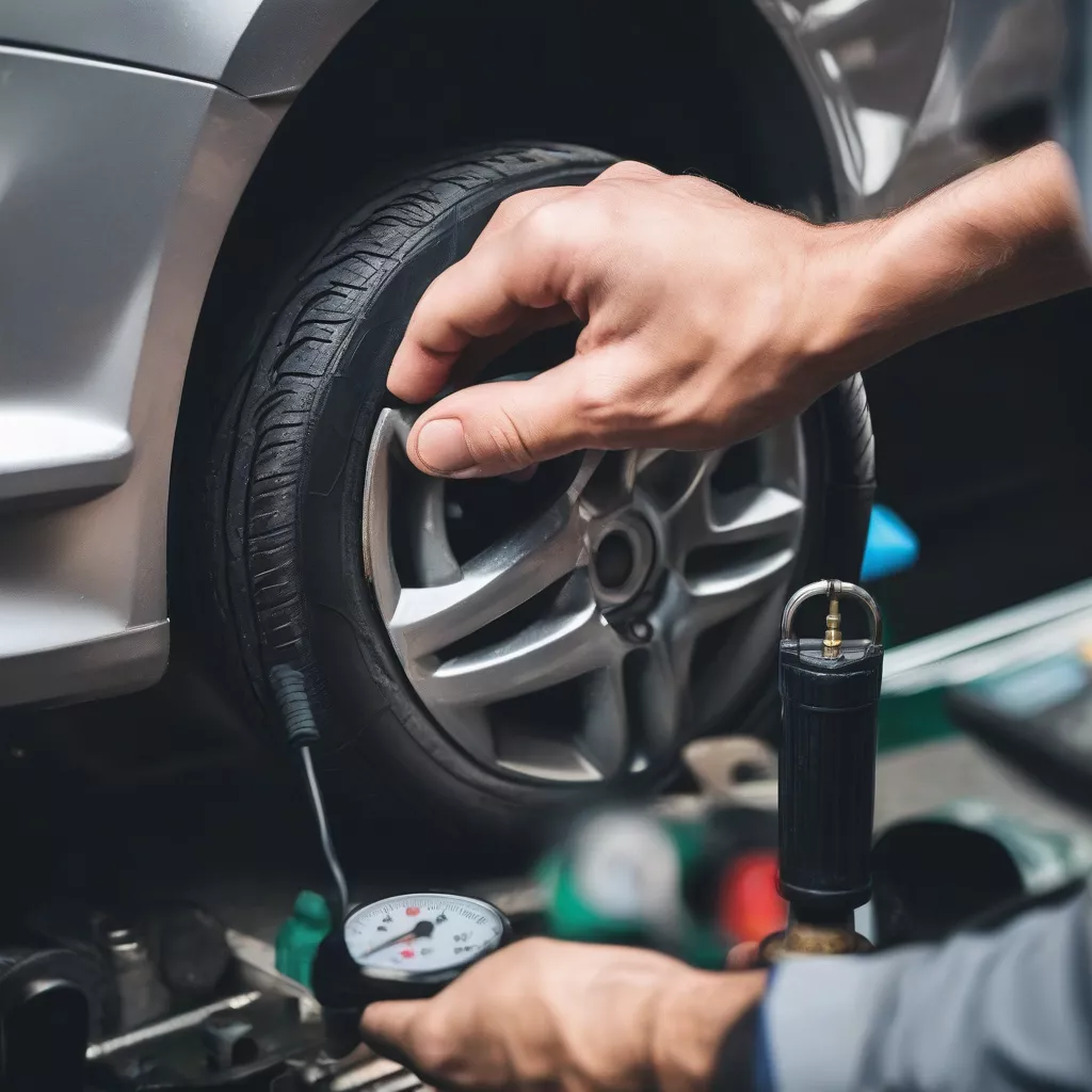 Inspecting a car tire