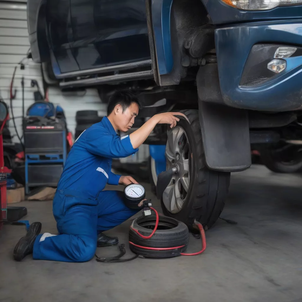 Kiểm tra lốp xe ô tô tải tại Hà Nội