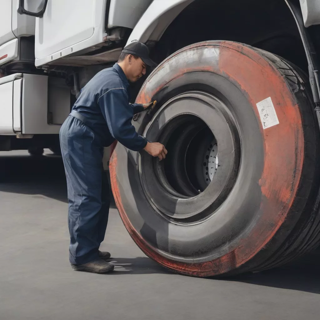 检查卡车轮胎