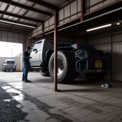 Mechanic inspecting a truck brake drum