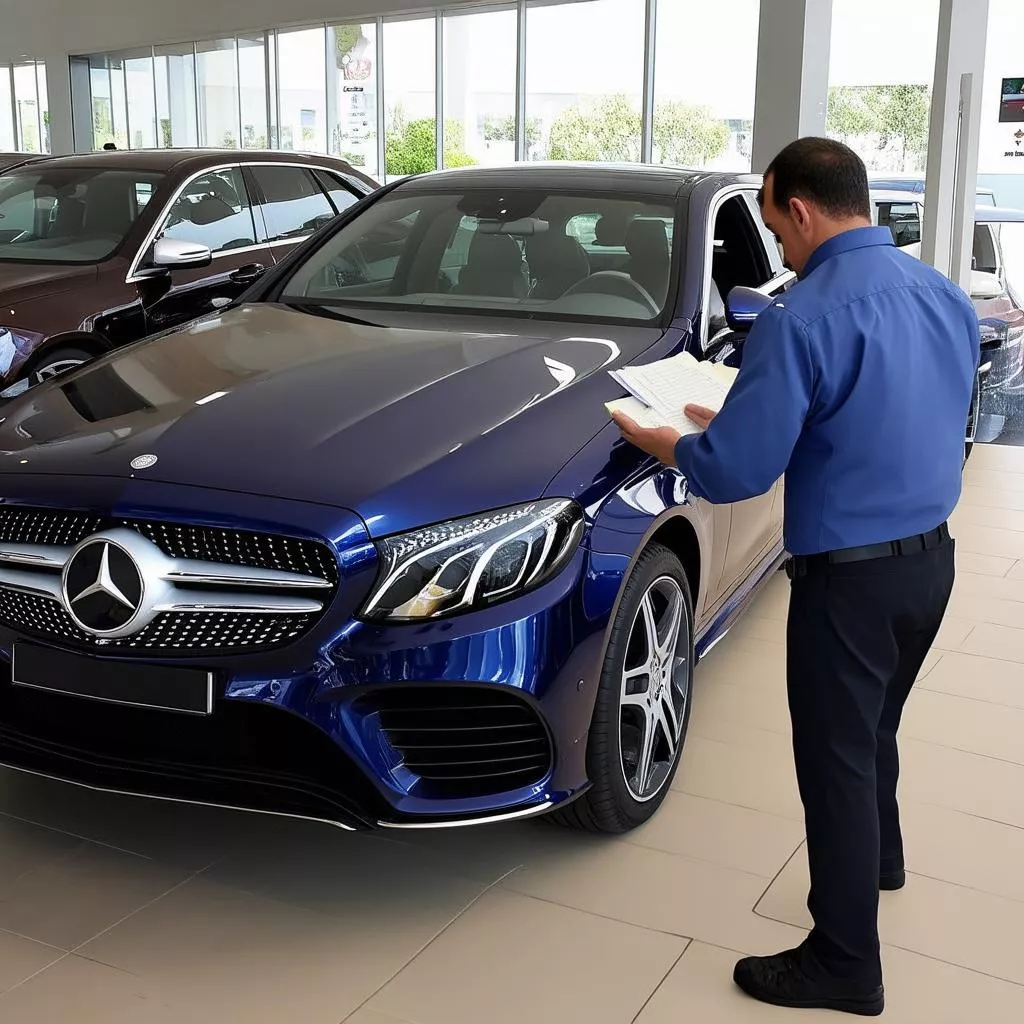 Kiểm tra xe Mercedes tại đại lý