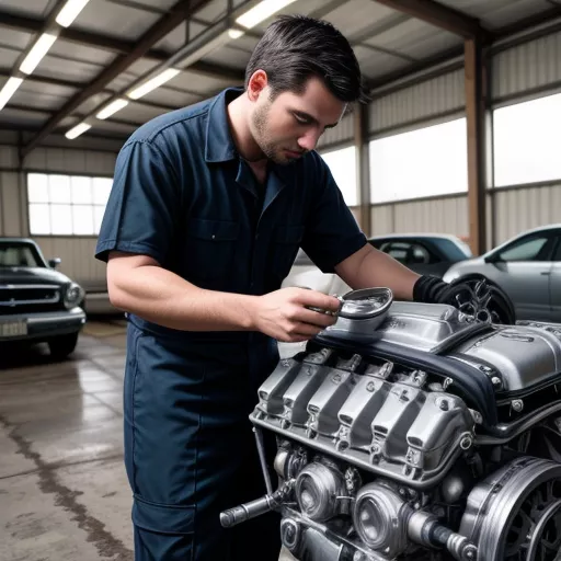 Inspecting a used car at a reputable garage