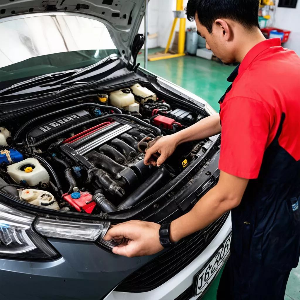 Kiểm tra xe ô tô cũ tại Hà Nội