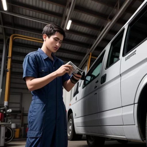 Inspection du moteur d'un Spark Van