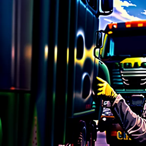 Truck undergoing pre-inspection check