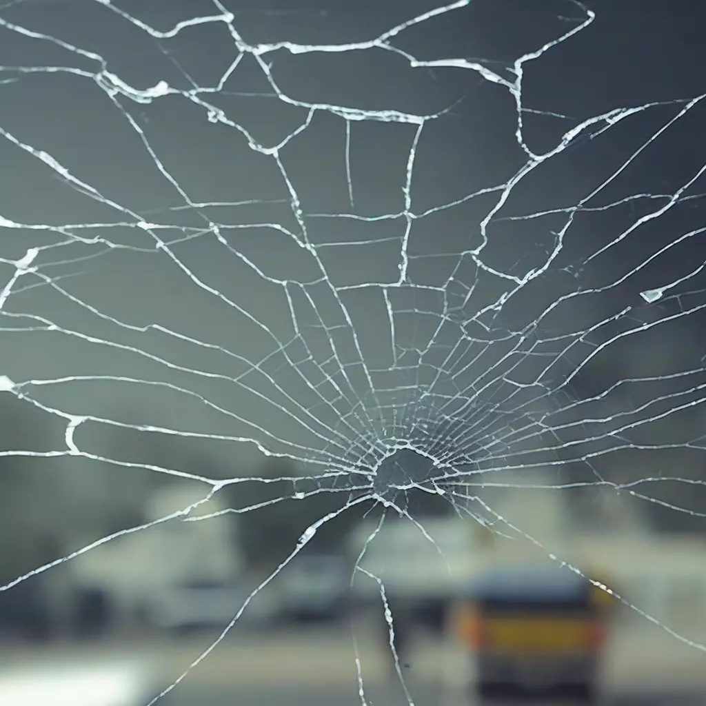 Cracked truck windshield