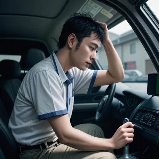 तकनीशियन ट्रक के AC की जाँच कर रहा है