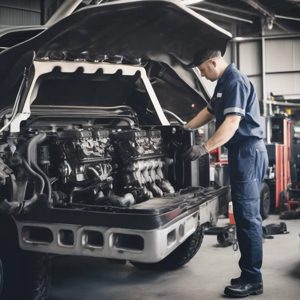 Kỹ thuật viên đang kiểm tra động cơ