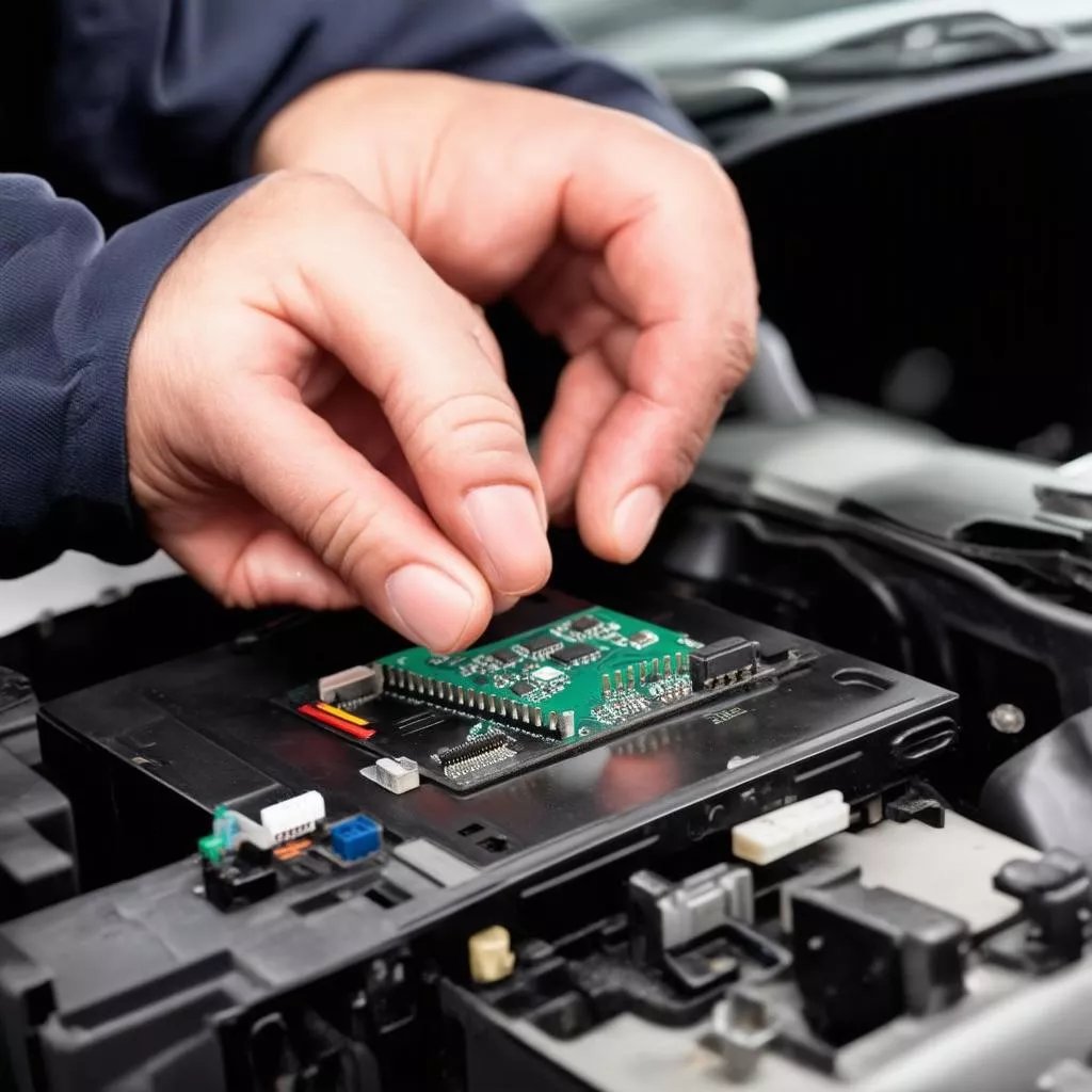 Kỹ thuật viên sửa chữa DVD ô tô