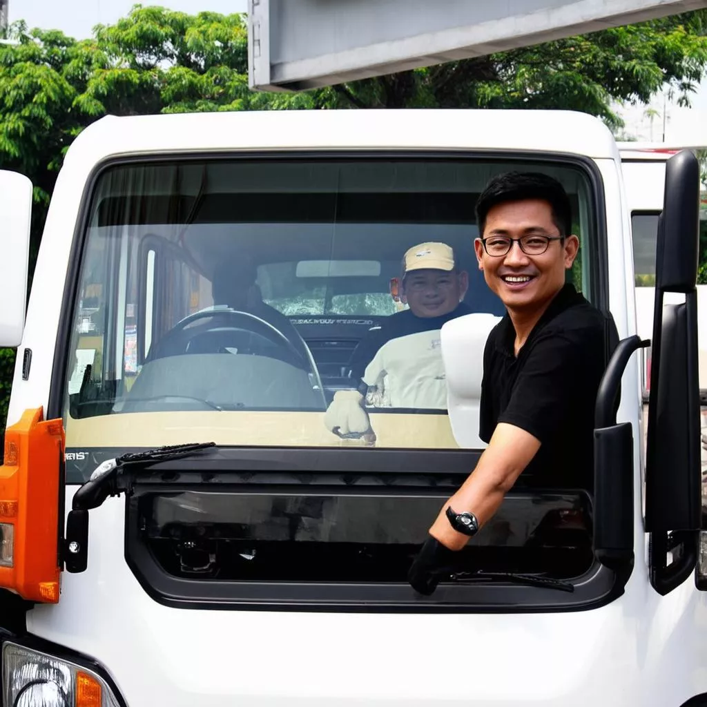 Customer test driving a truck