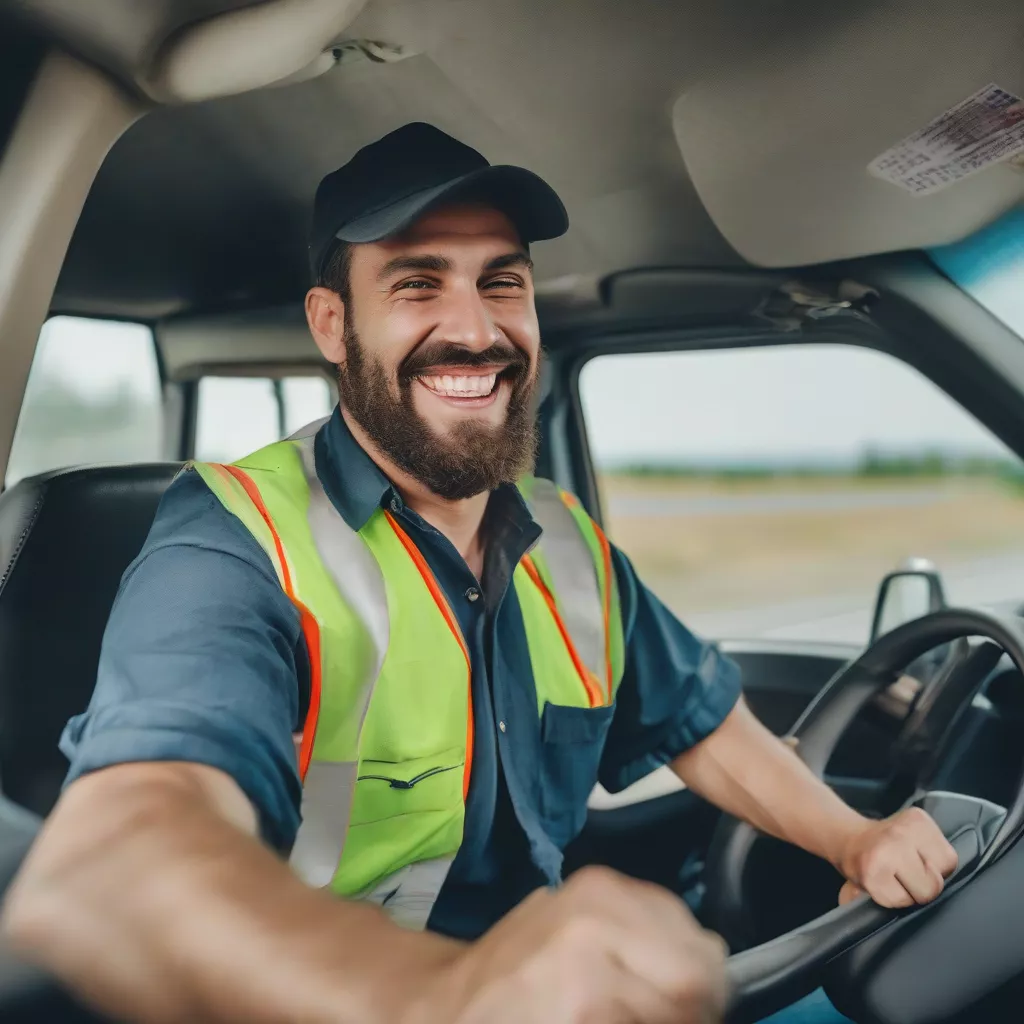 Truck driver practicing safe driving