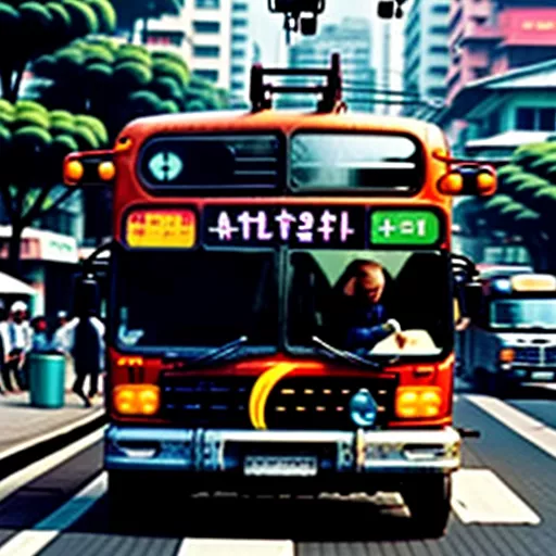 Bus driver on the road