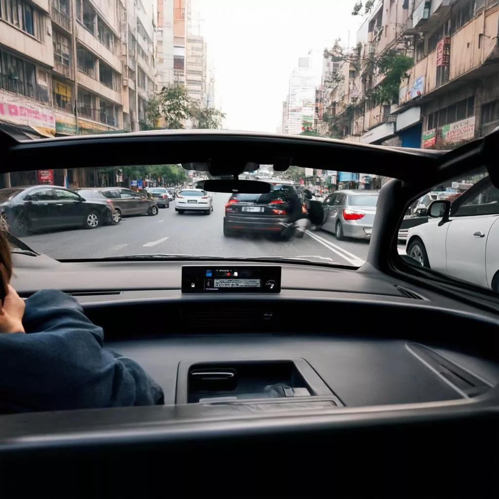 Lái xe ô tô số sàn trên đường phố