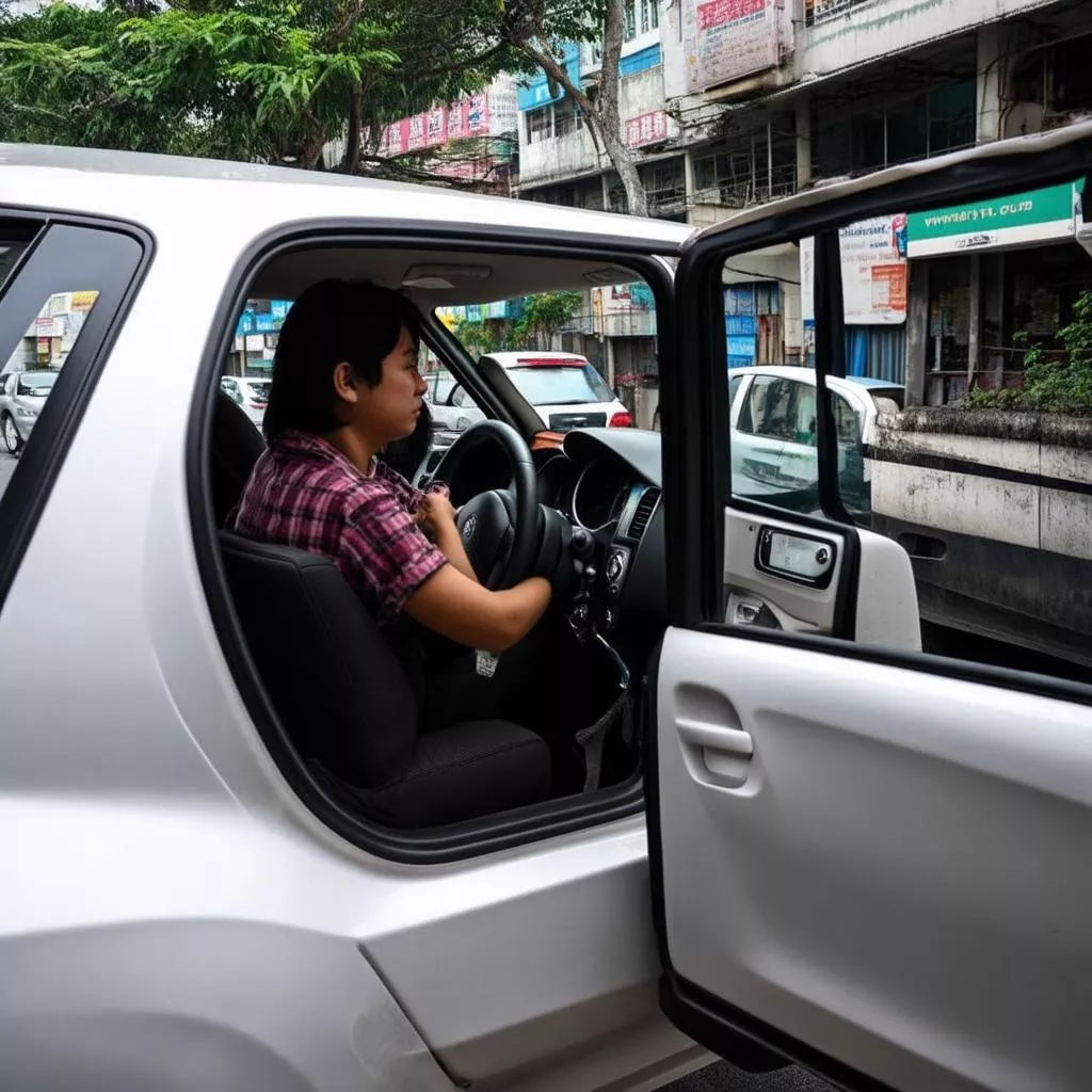 Conduire une voiture dans les rues de Hanoi