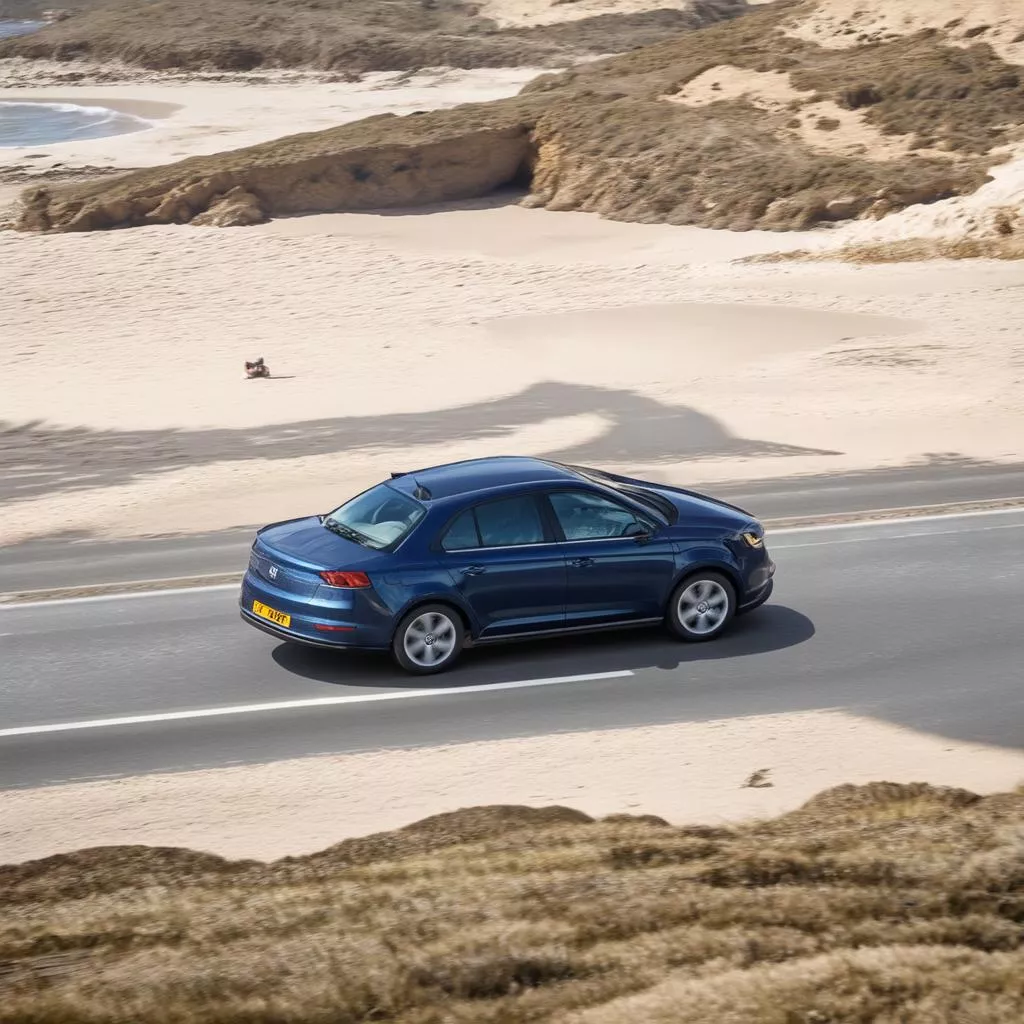 Lái xe ô tô trên đường ven biển