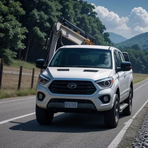 驾驶现代 Hyundai 5吨 Unic 吊车卡车