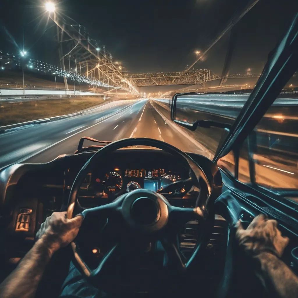 Lái xe tải nặng ban đêm