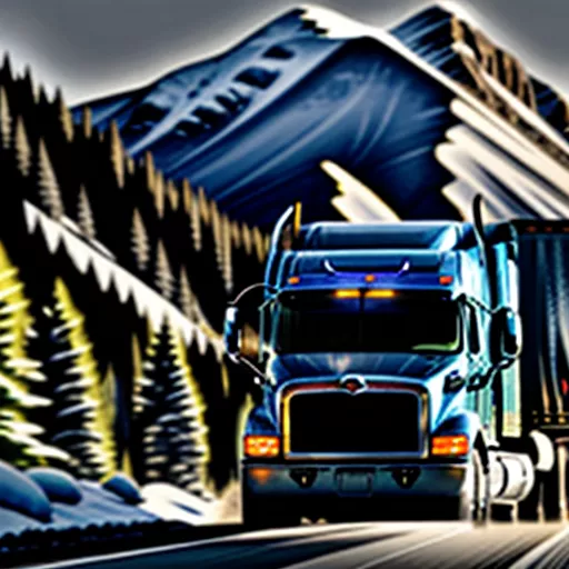 Truck driving through a mountain pass