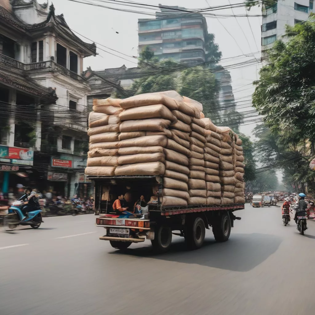 Truck driving in Hanoi