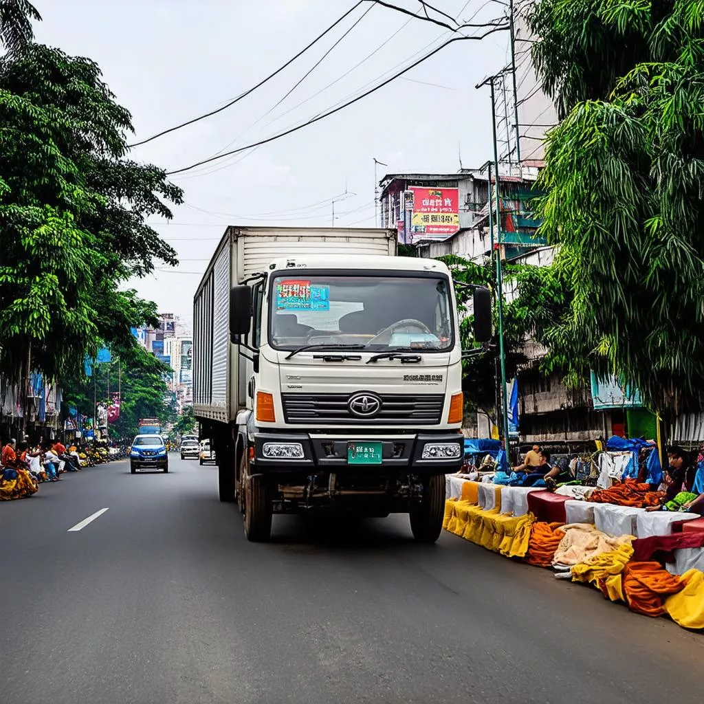Lái xe tải trên đường phố TPHCM