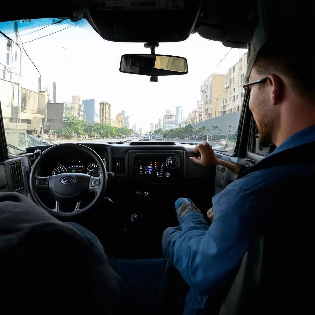 Lái xe tải trong thành phố