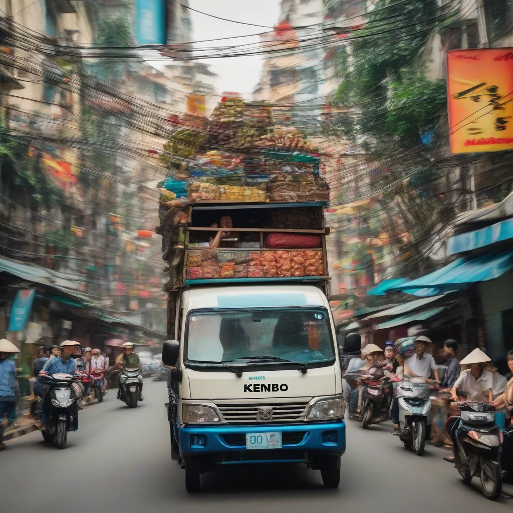 A conduzir uma carrinha Kenbo nas ruas de Hanói