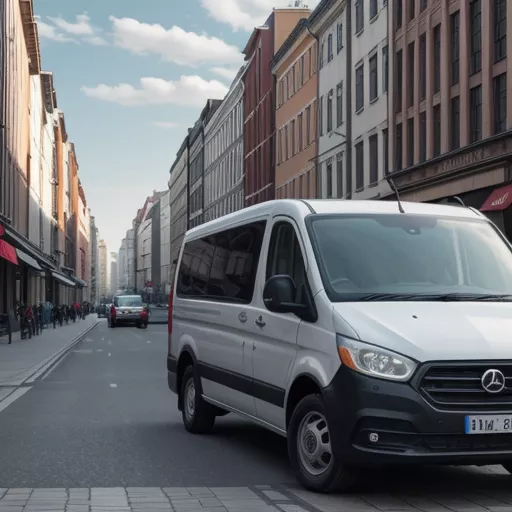 Van Driving on City Streets