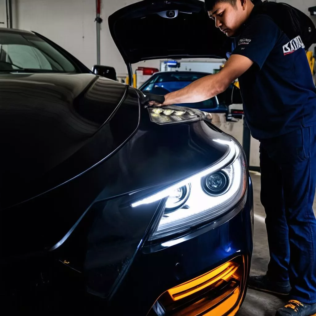 Lắp đặt bóng LED ô tô tại Hà Nội