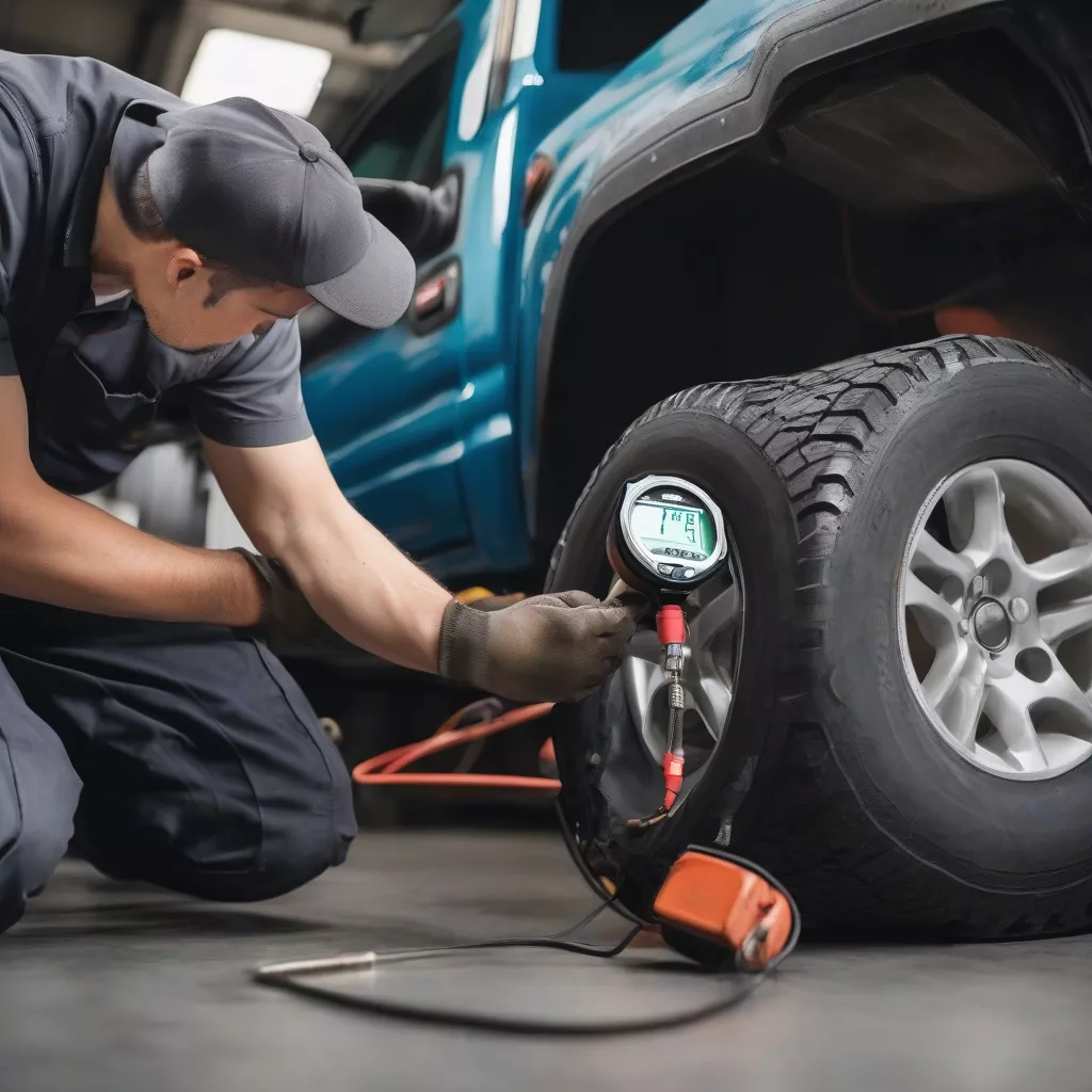 Installing internal tire pressure sensors on a truck