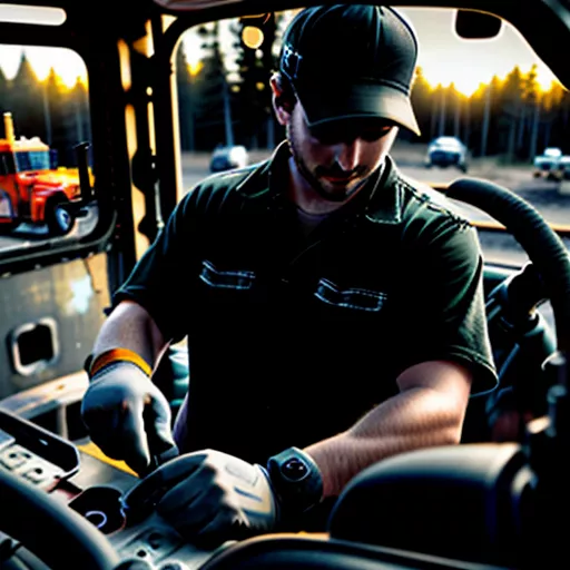 Technician Installing a GPS Tracker in a Truck