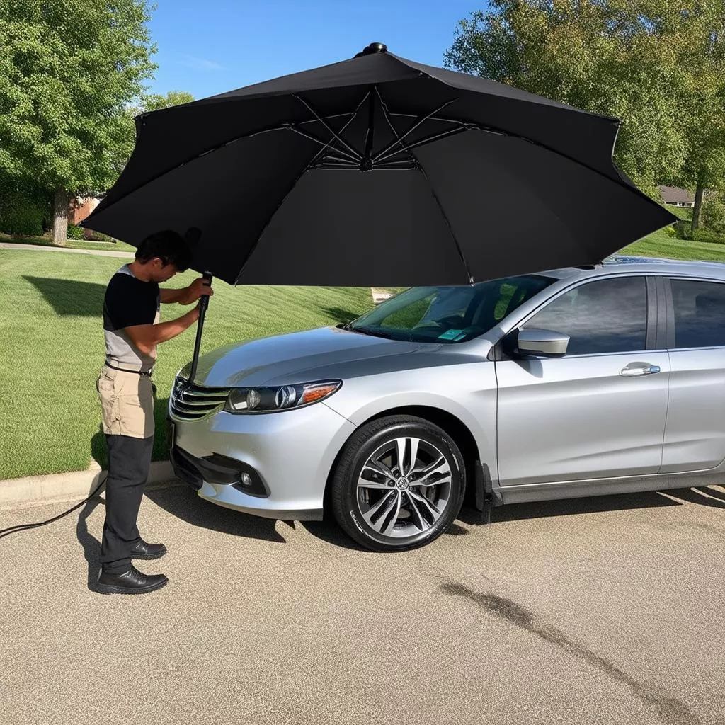 Lắp đặt dù ô tô thông minh