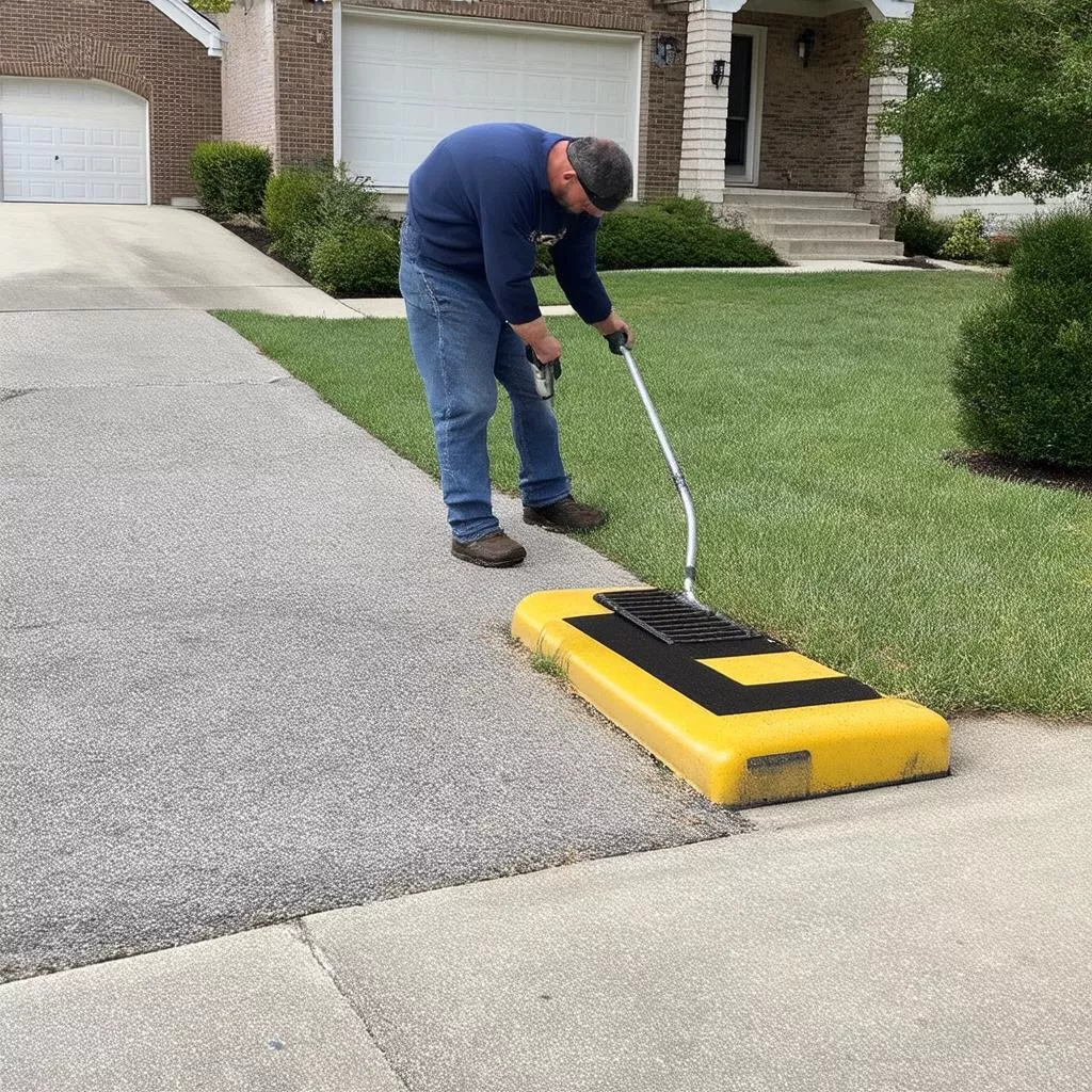 Installation d'un ralentisseur devant une maison