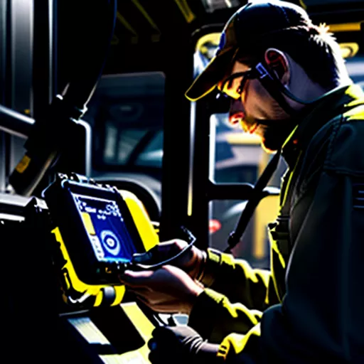 Teknisi sedang memasang GPS Adsun Taxi pada truk