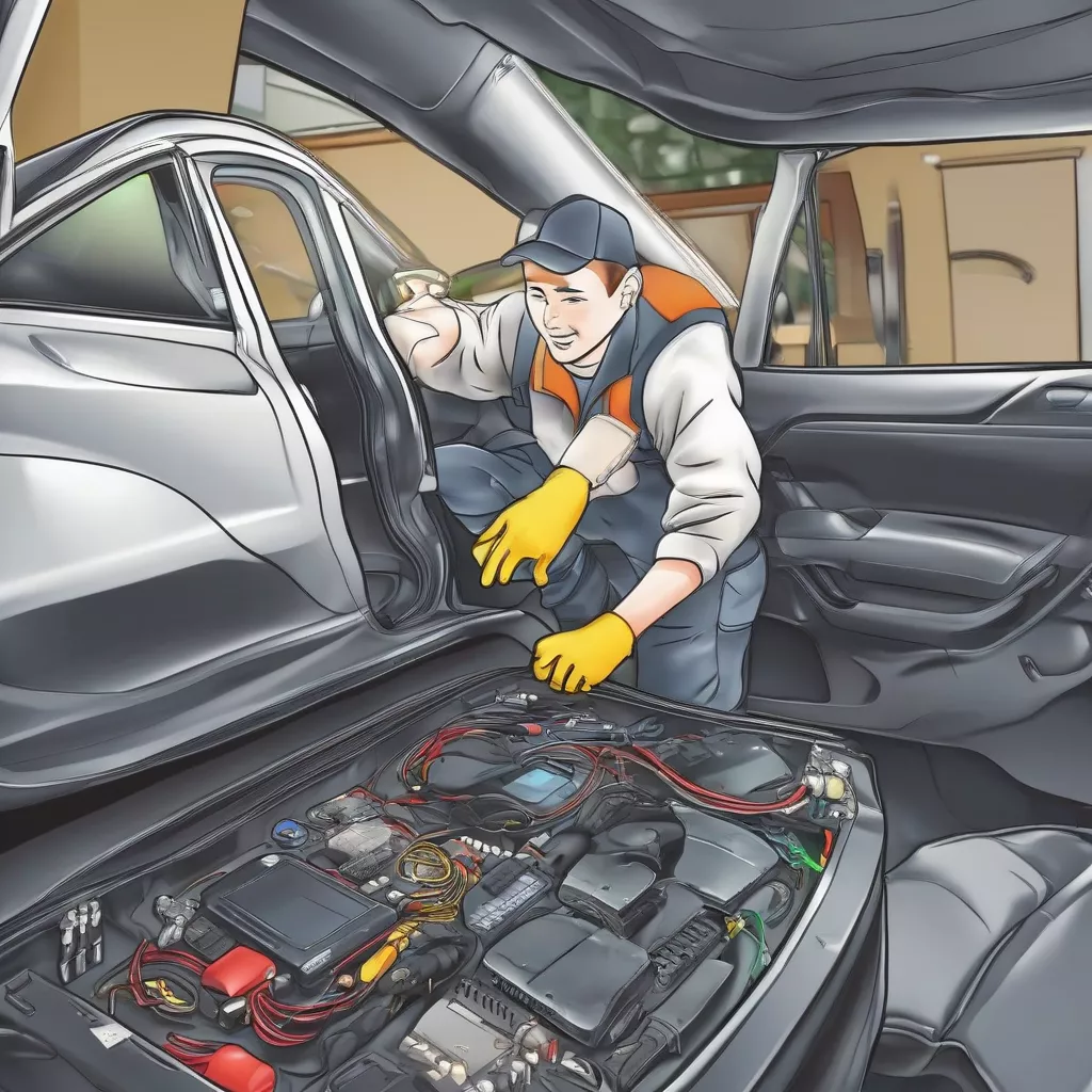 Hình ảnh lắp đặt hệ thống chống trộm ô tô