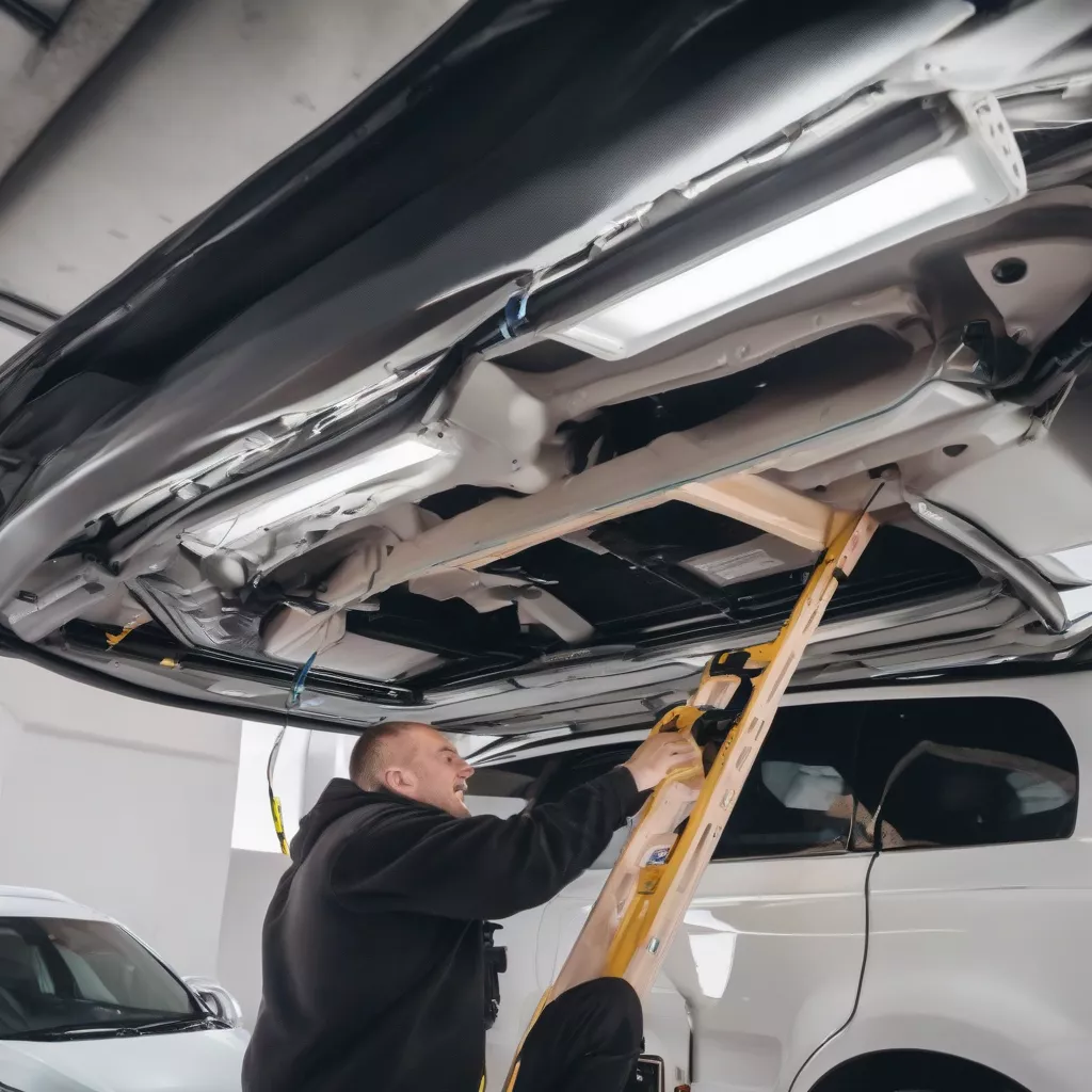 Installation of an overhead monitor in a 7-seater car
