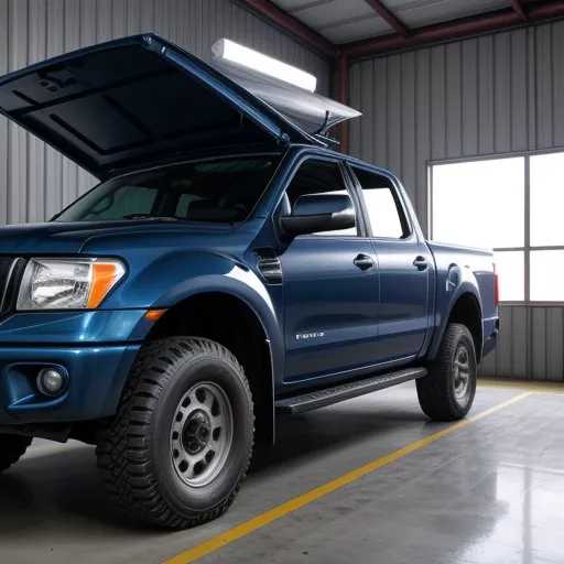 फोर्ड रेंजर पिकअप ट्रक में ढक्कन लगाते हुए