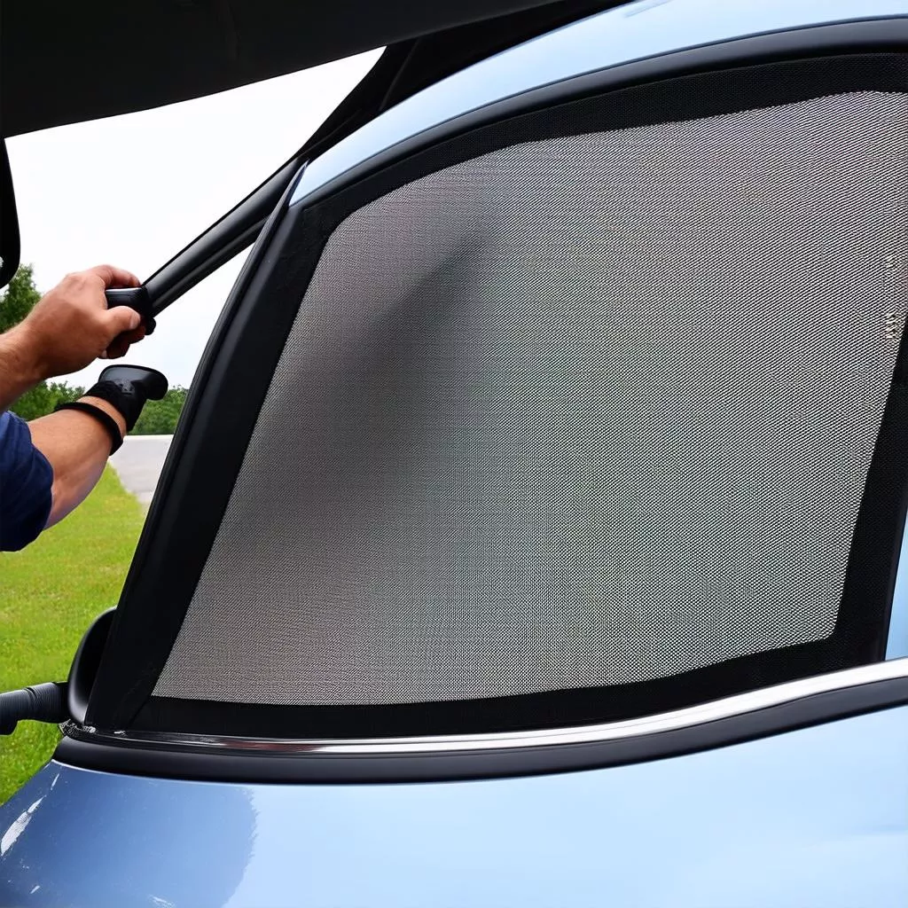 Car sun shade installation