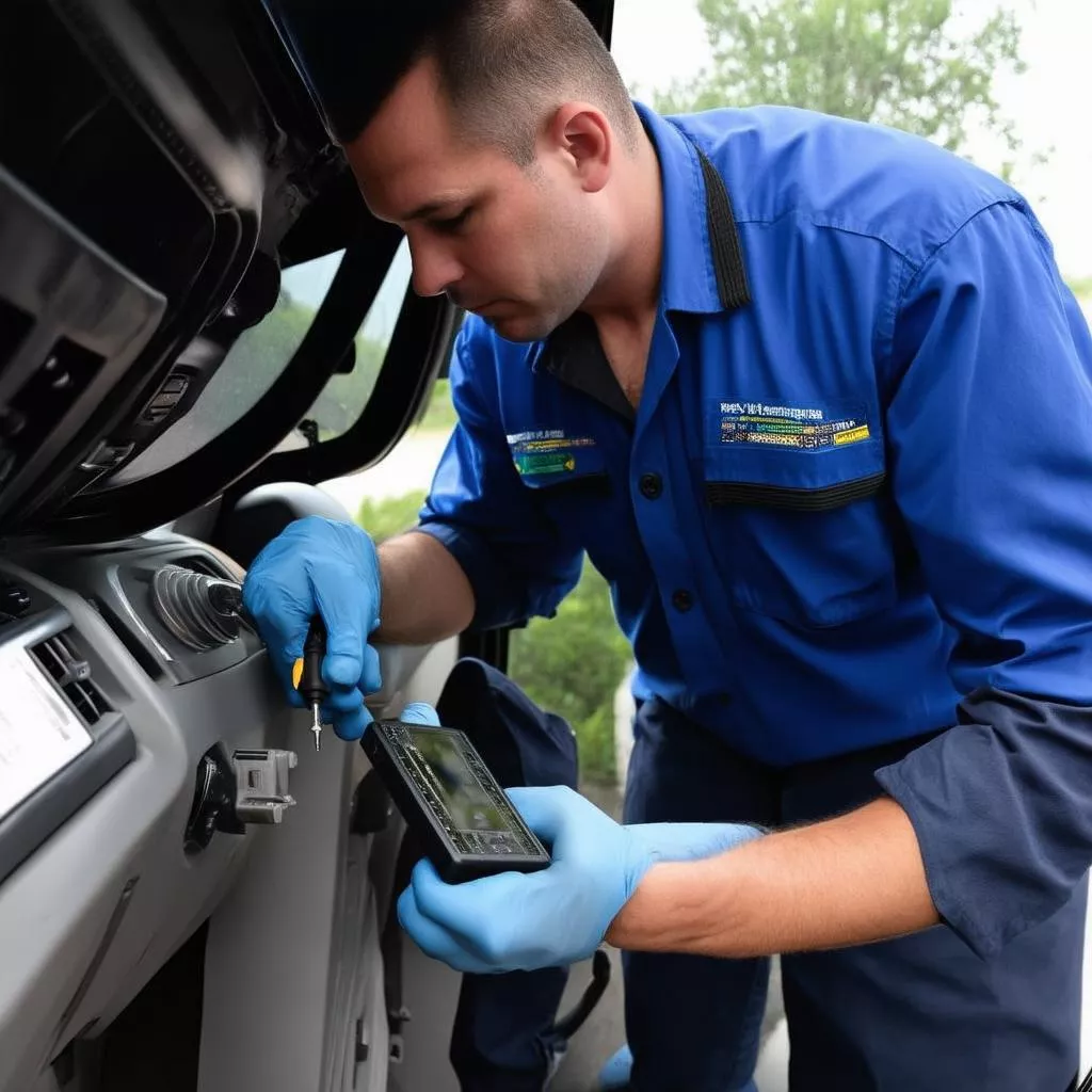 GPS tracker installation on a truck