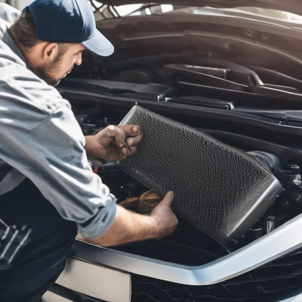 Installation eines Mäusegitters im Auto