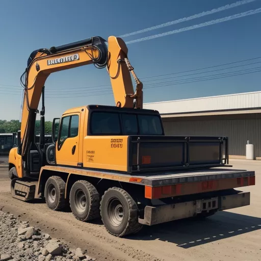 Mini Excavator Loaded on a Truck
