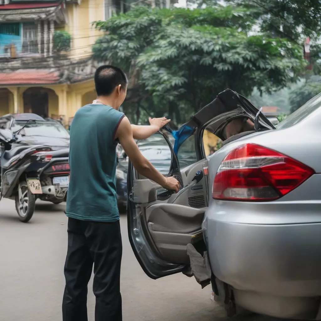 हनोई में कार का दरवाजा खोलते हुए